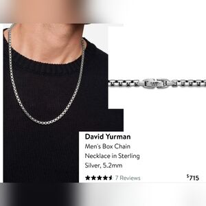 David Yurman Sterling Silver Men's Box Chain Necklace